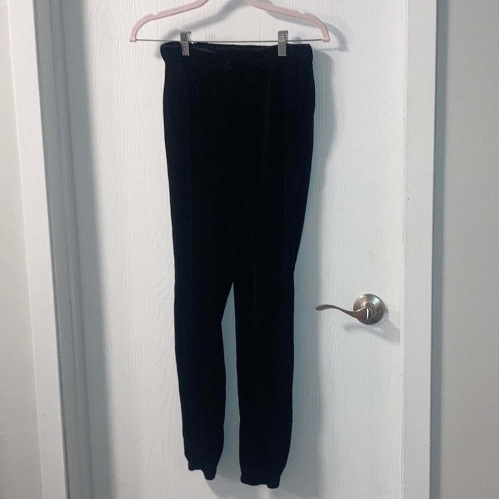 Black velvet joggers